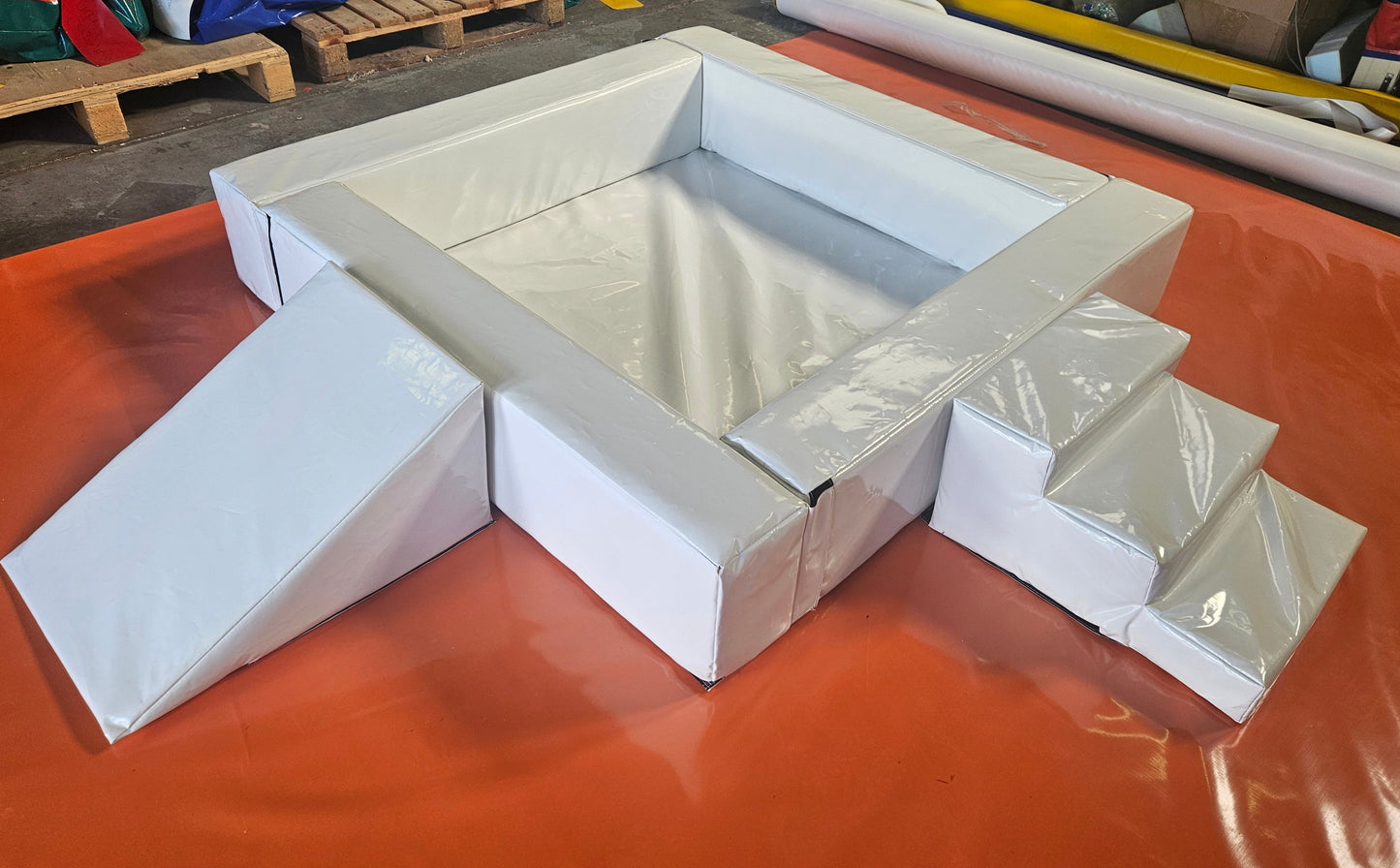 White Soft Play Ball Pond with Step & Slide