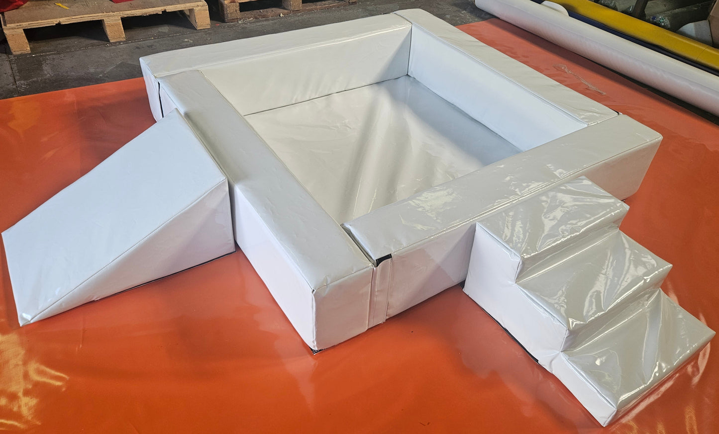White Soft Play Ball Pond with Step & Slide