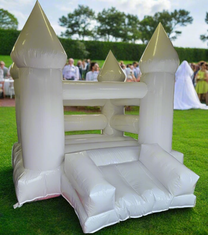 Wedding Inflatables White Fairy Castle with Step Slide / Wedding Inflatables – TrolleyExpress